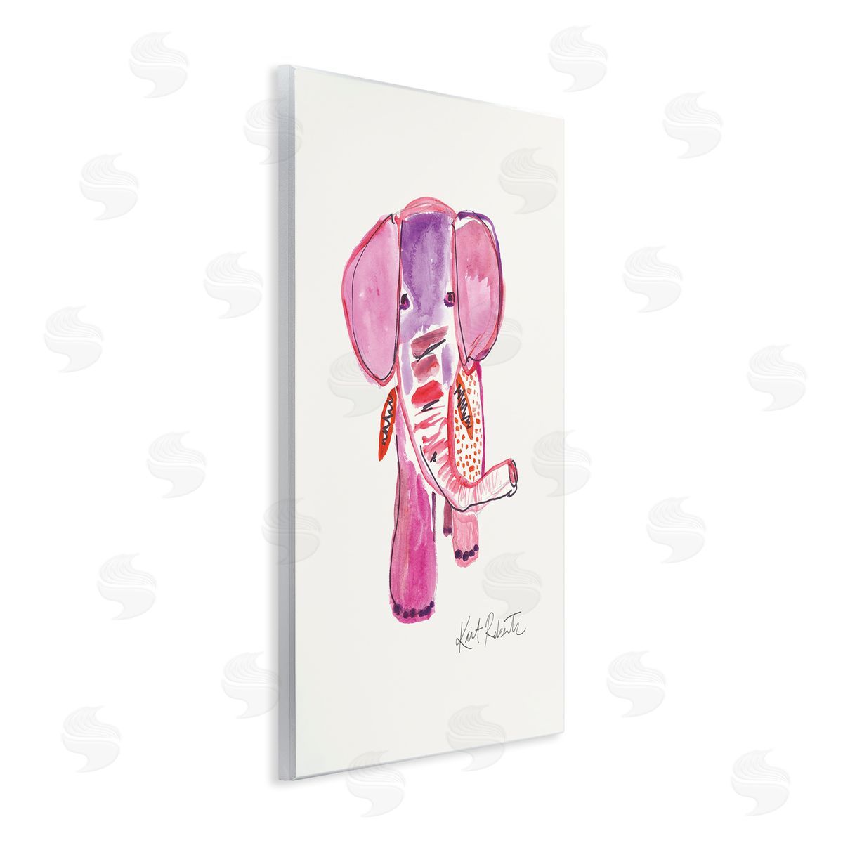 Abstract Elephant Pink Portrait Wood Plaque Wall Art, Home Decor by Kait Roberts
