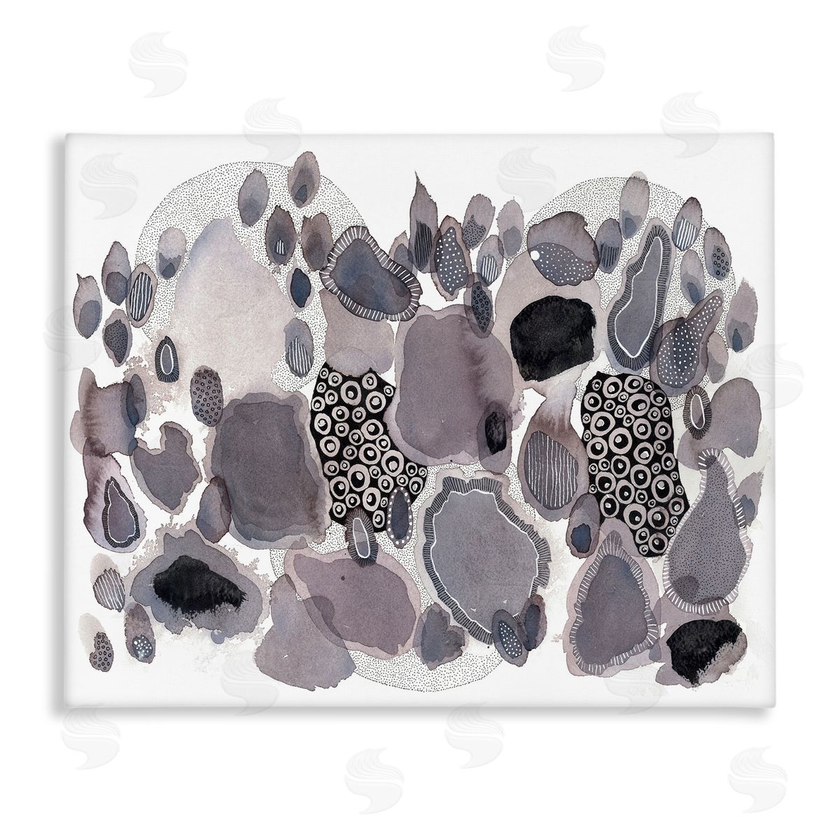 Abstract Grey Black Drips Canvas Wall Art, Home Decor by Kim Rupe