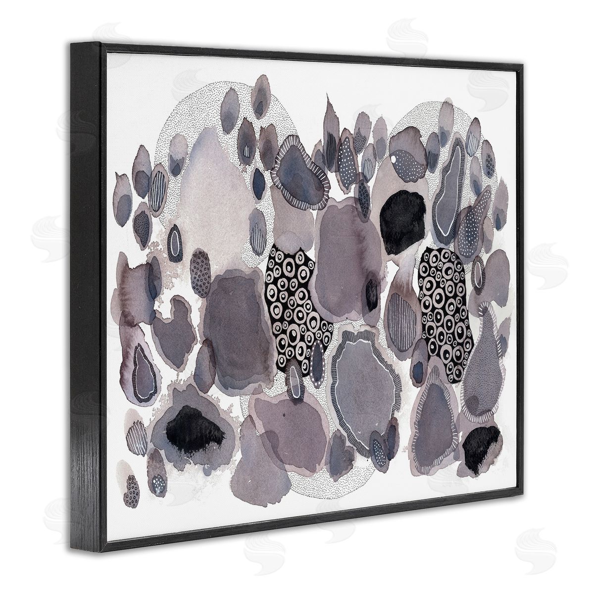Abstract Grey Black Drips Black Frame Print Wall Art, Home Decor by Kim Rupe