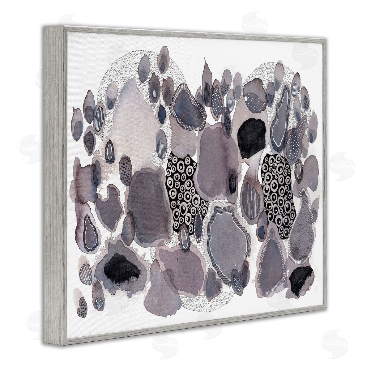 Abstract Grey Black Drips Grey Frame Print Wall Art, Home Decor by Kim Rupe