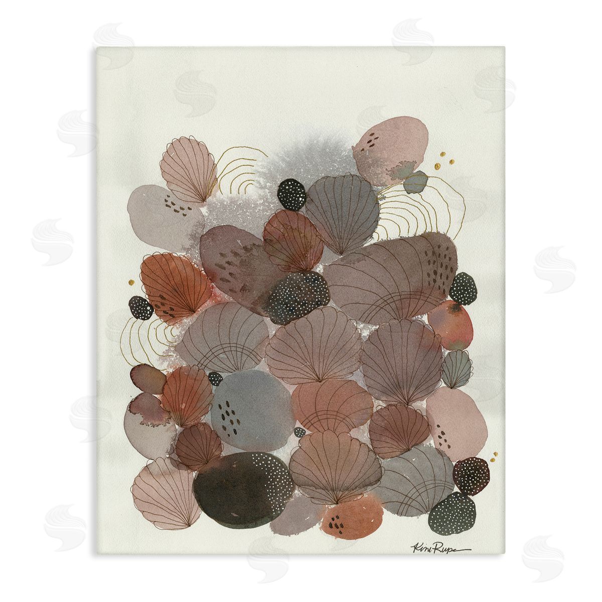 Warm Abstract Stones and Shells Canvas Wall Art, Home Decor by Kim Rupe