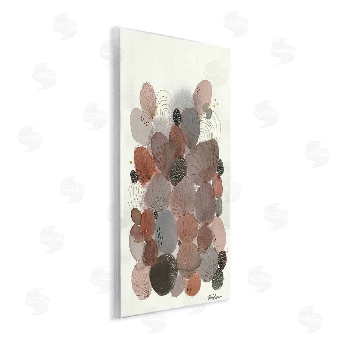Warm Abstract Stones and Shells Wood Plaque Wall Art, Home Decor by Kim Rupe