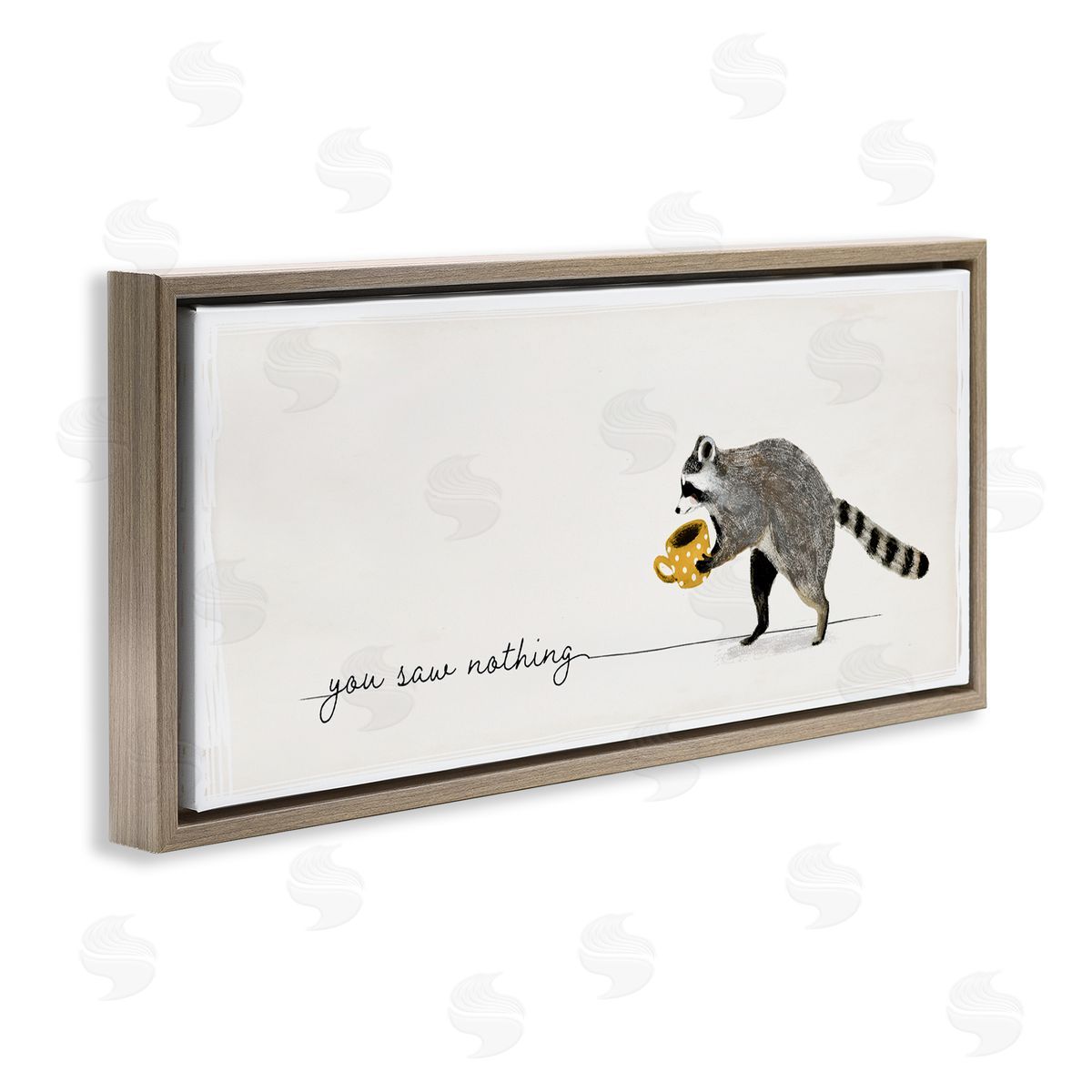 You Saw Nothing Raccoon Brown Floating Frame Canvas Wall Art, Home Decor by Victoria Barnes
