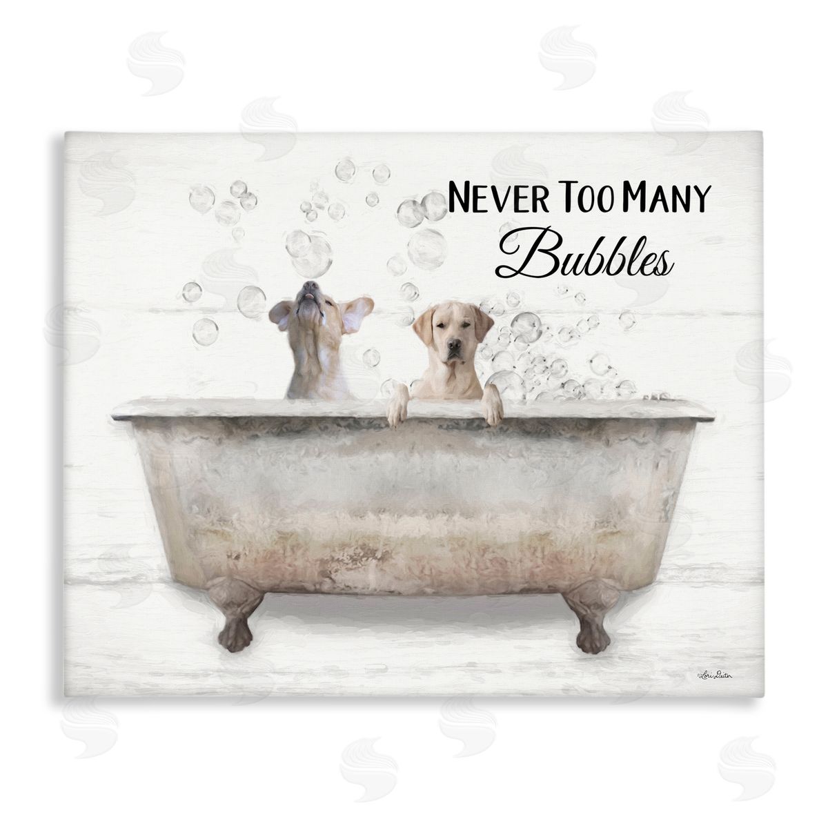 Never Too Many Bubbles Dogs Canvas Wall Art, Home Decor by Lori Deiter