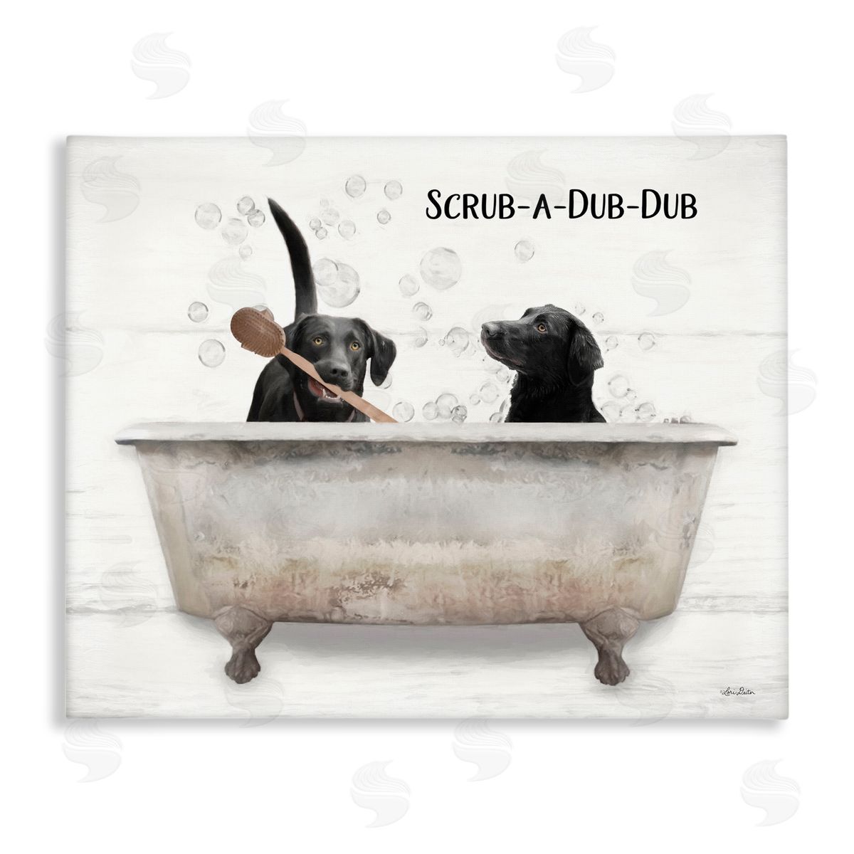 Scrub-A-Dub-Dub Dog Bath Canvas Wall Art, Home Decor by Lori Deiter