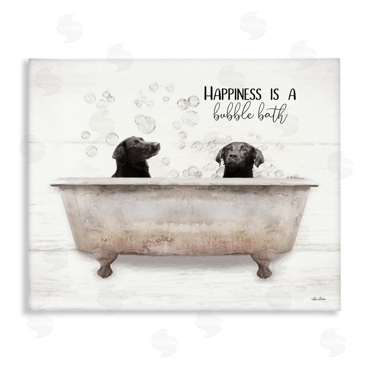 Happiness is a Bubble Bath Dogs Canvas Wall Art, Home Decor by Lori Deiter