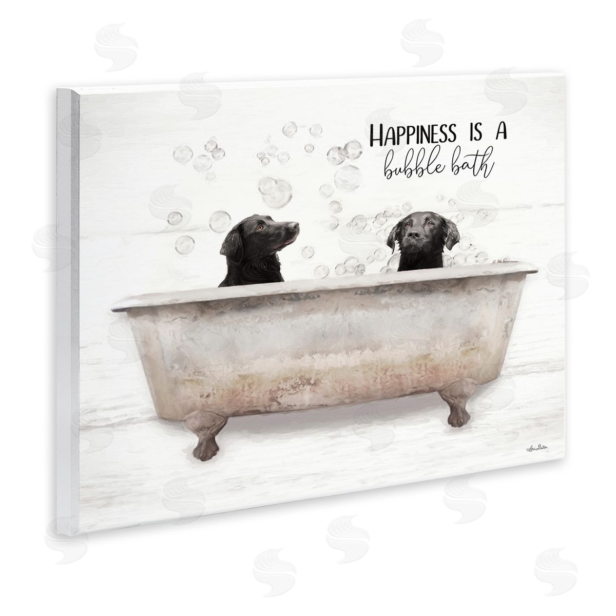 Happiness is a Bubble Bath Dogs Wood Plaque Wall Art, Home Decor by Lori Deiter