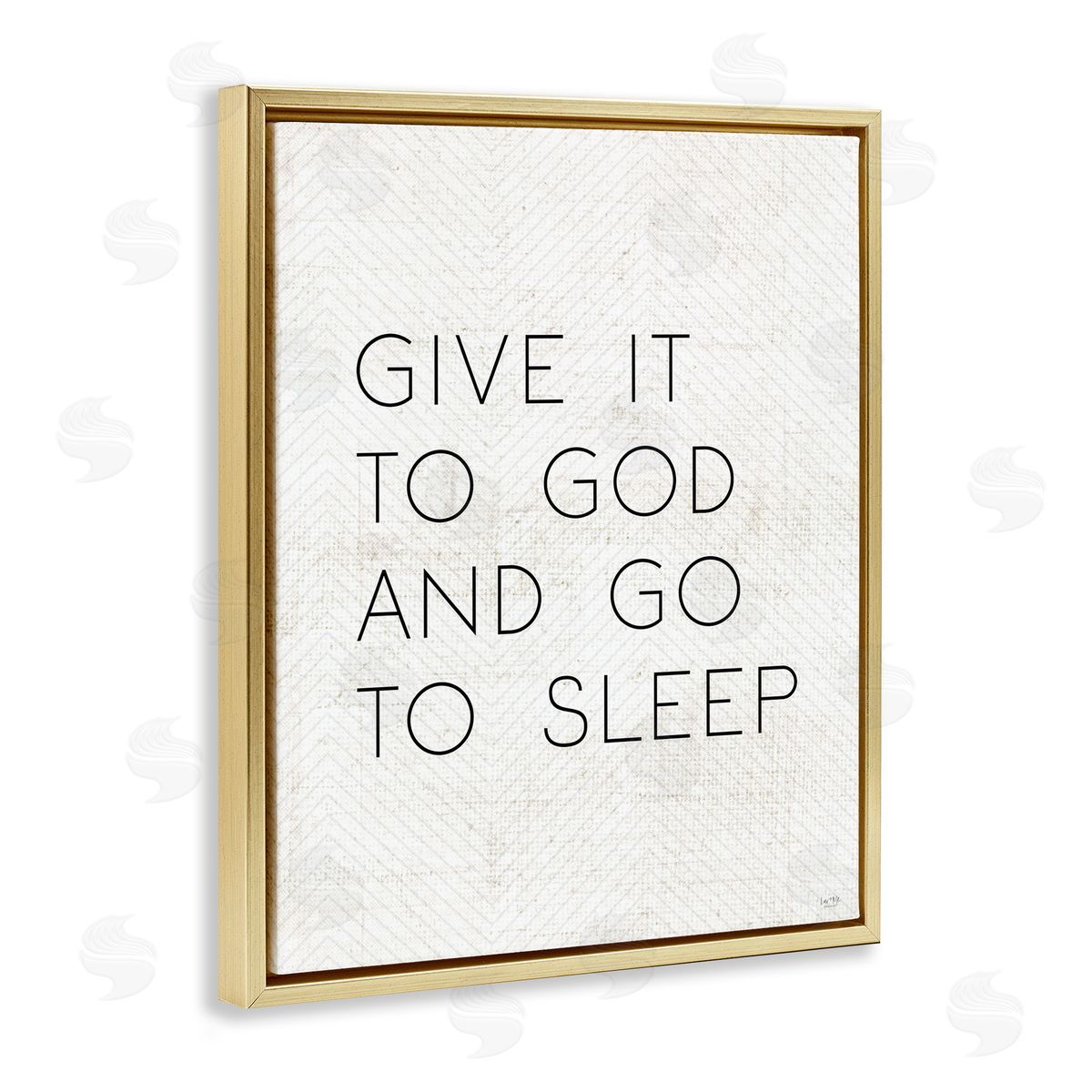 Give it to God and Sleep Gold Floating Frame Canvas Wall Art, Home Decor by Lux + Me Designs