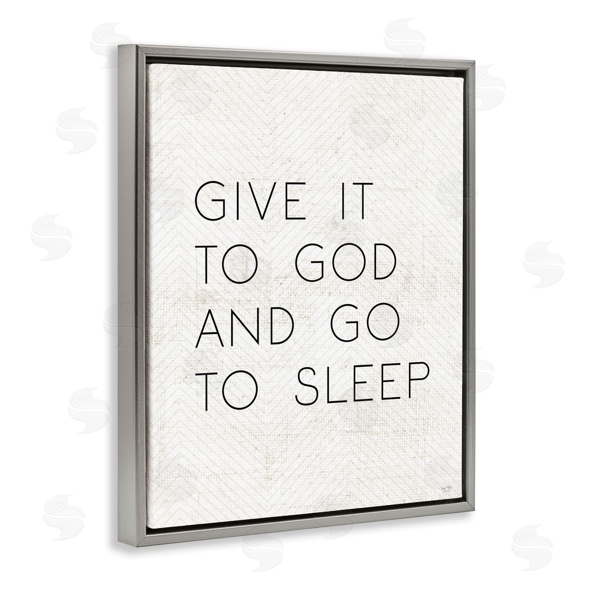 Give it to God and Sleep Grey Floating Frame Canvas Wall Art, Home Decor by Lux + Me Designs