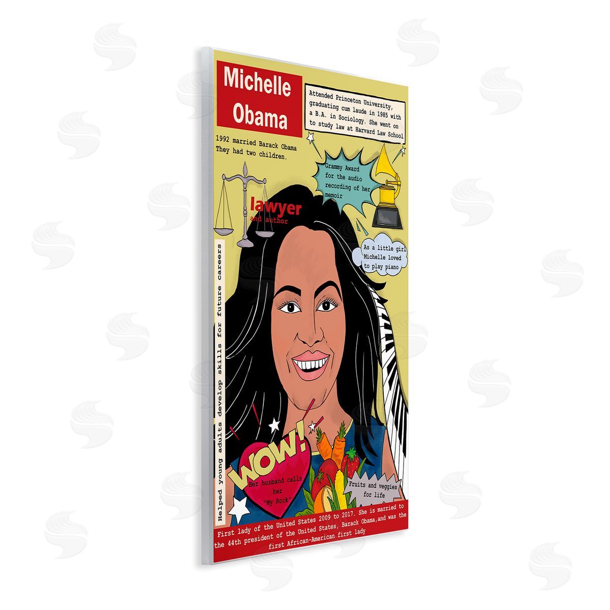Michelle Obama Magazine Illustration Wood Plaque Wall Art, Home Decor by Sangita Bachelet