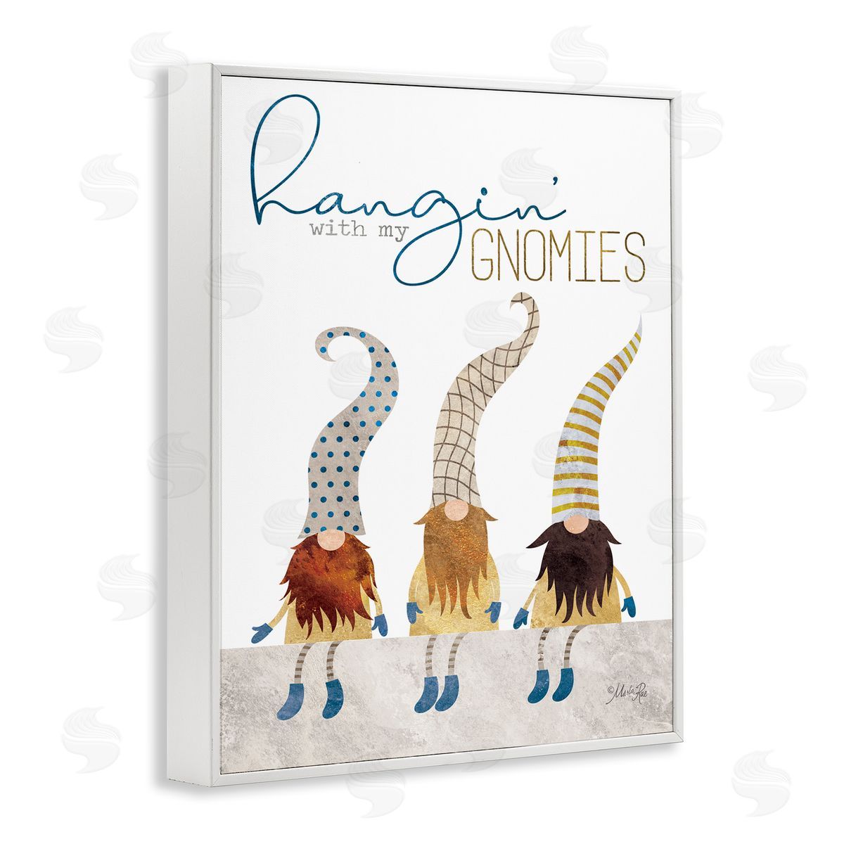Hanging with my Gnomies White Frame Print Wall Art, Home Decor by Marla Rae