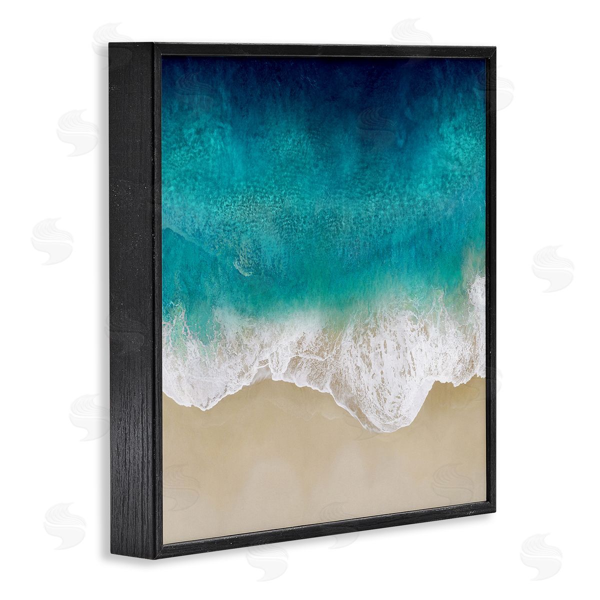 Aerial Tropical Blue Tide Black Frame Print Wall Art, Home Decor by Maggie Olsen