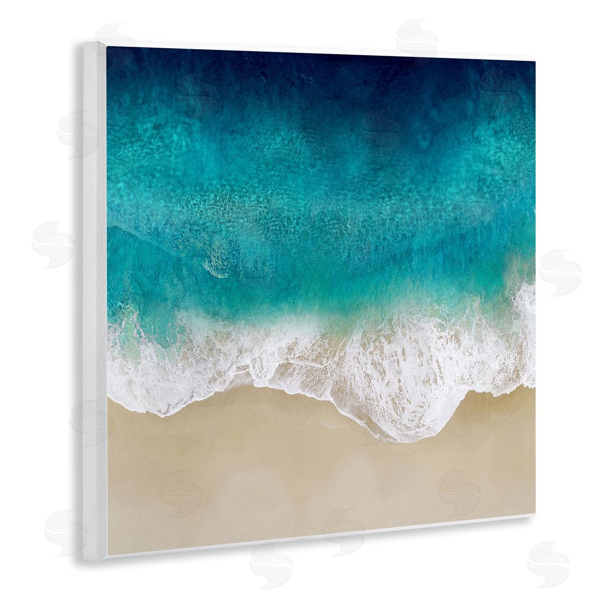 Aerial Tropical Blue Tide Wood Plaque Wall Art, Home Decor by Maggie Olsen