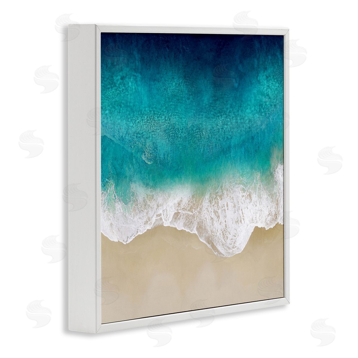 Aerial Tropical Blue Tide White Frame Print Wall Art, Home Decor by Maggie Olsen