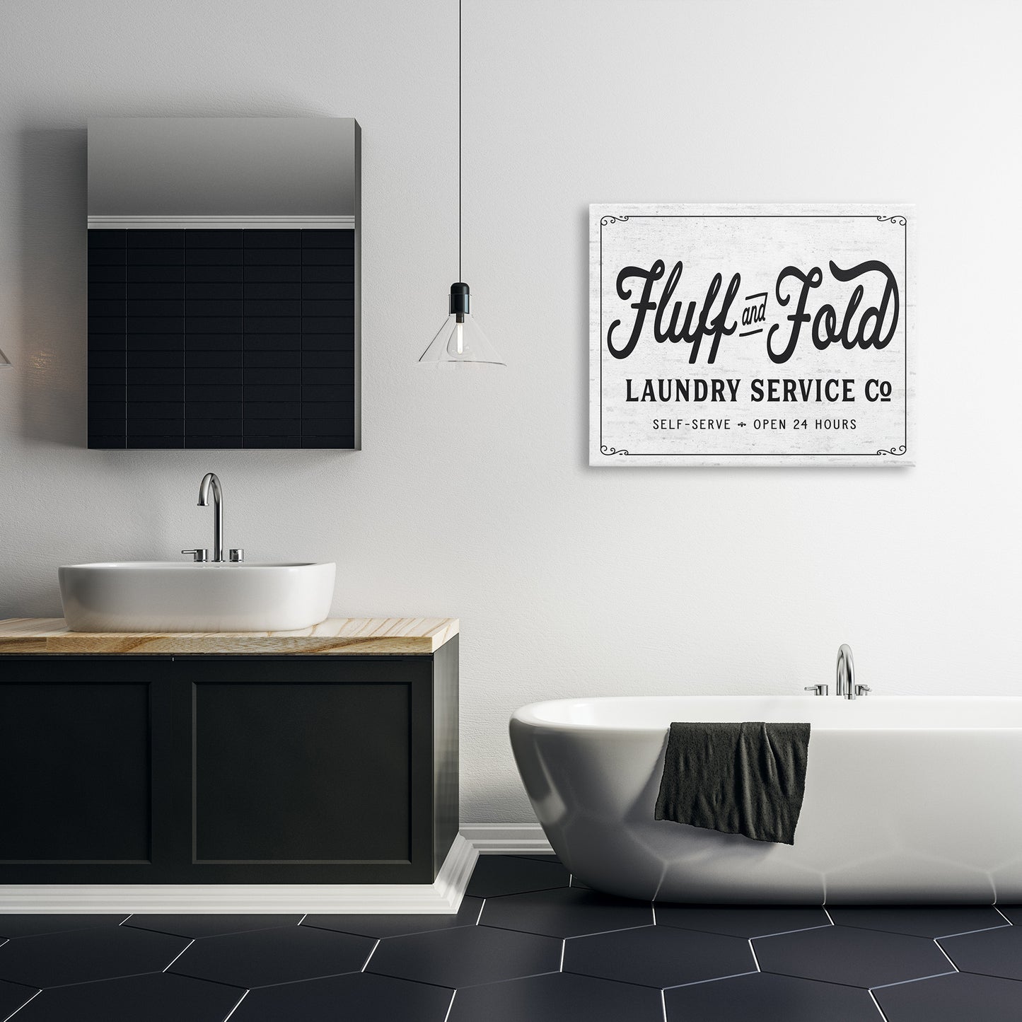 Fluff and Fold Laundry Room Canvas Wall Art in Room, Home Decor by Lettered and Lined