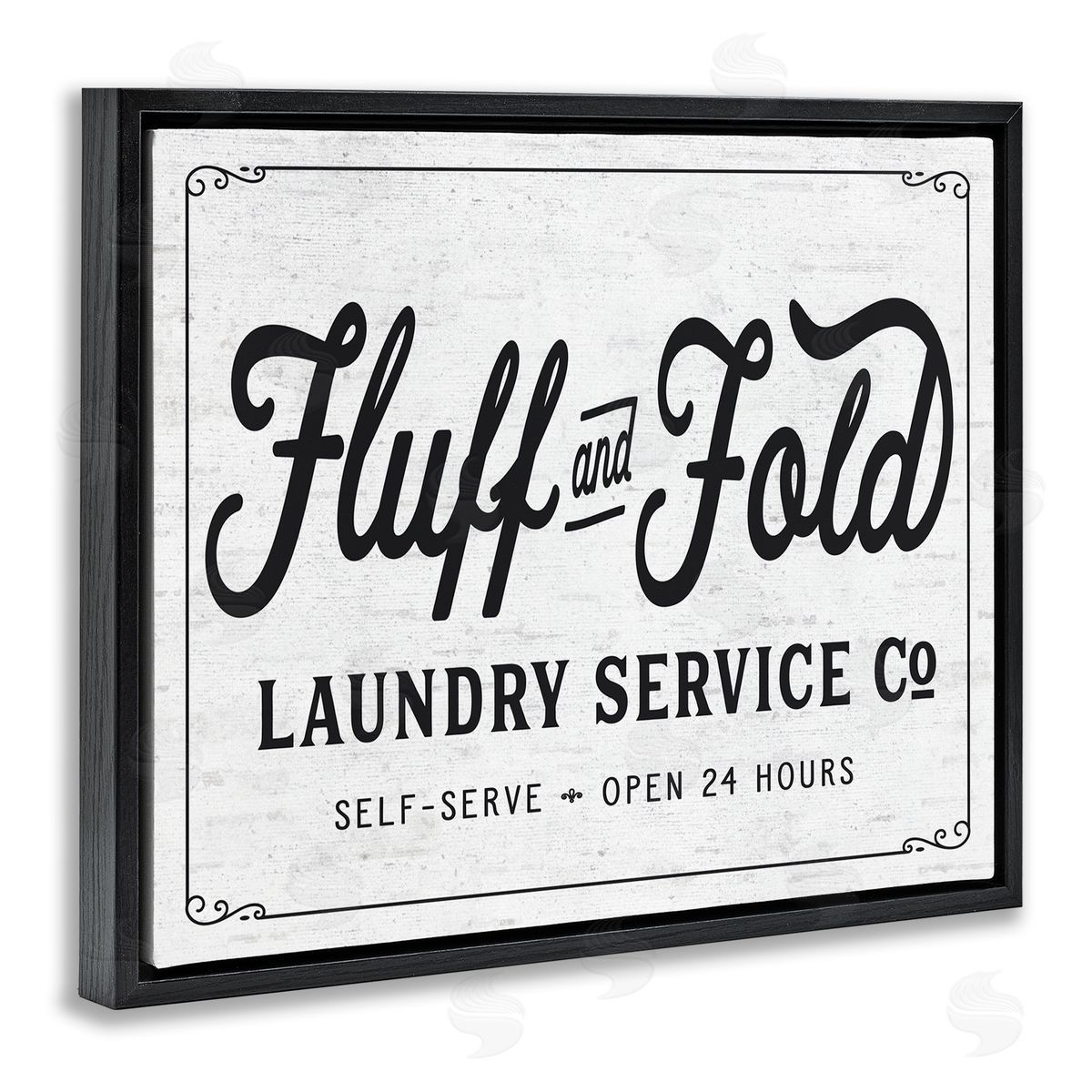 Fluff and Fold Laundry Room Black Floating Frame Canvas Wall Art, Home Decor by Lettered and Lined