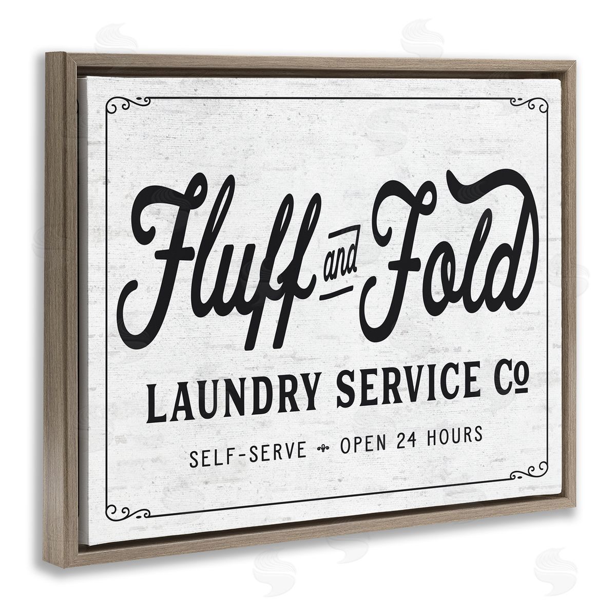 Fluff and Fold Laundry Room Brown Floating Frame Canvas Wall Art, Home Decor by Lettered and Lined