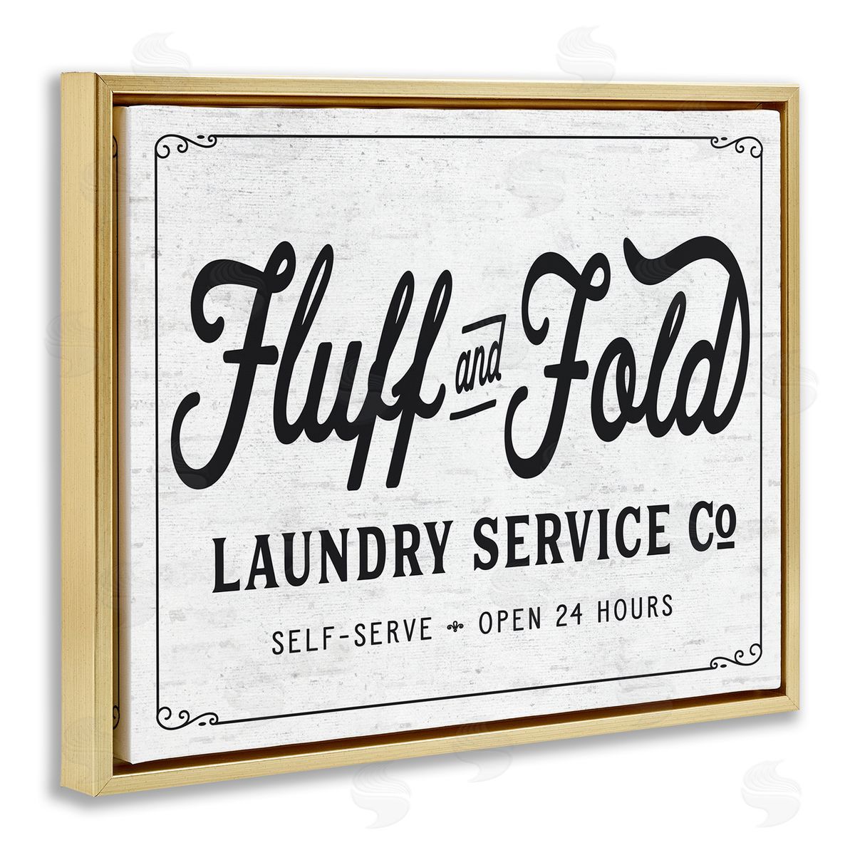 Fluff and Fold Laundry Room Gold Floating Frame Canvas Wall Art, Home Decor by Lettered and Lined