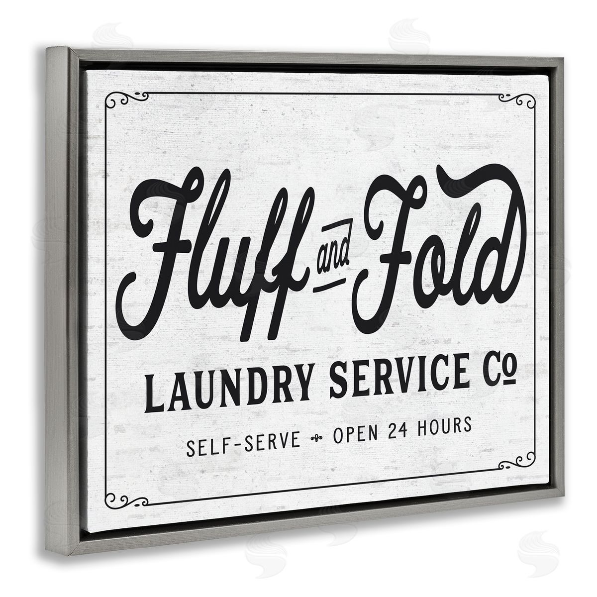 Fluff and Fold Laundry Room Grey Floating Frame Canvas Wall Art, Home Decor by Lettered and Lined