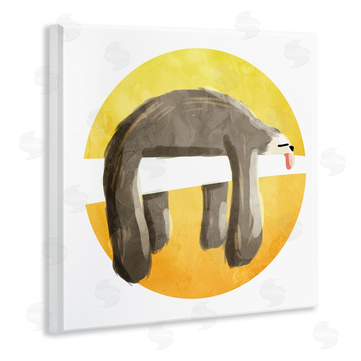 Sleeping Tree Sloth Yellow Wood Plaque Wall Art, Home Decor by Milli Villa