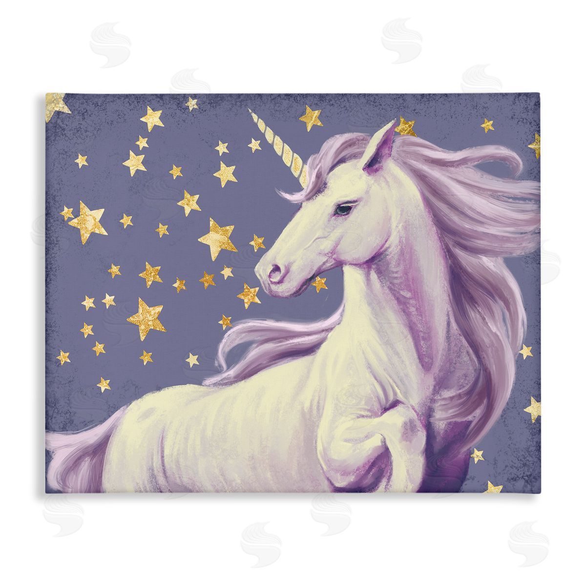 Purple Unicorn in Starry Sky Canvas Wall Art, Home Decor by Ziwei Li
