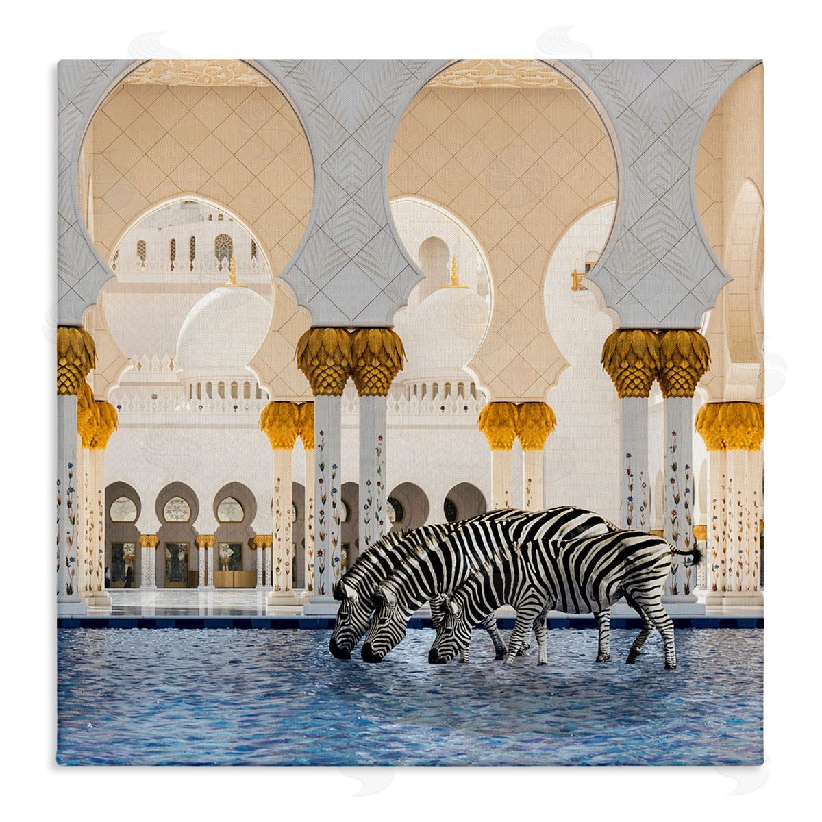 Zebras in Arabesque Arch Canvas Wall Art, Home Decor by Ziwei Li