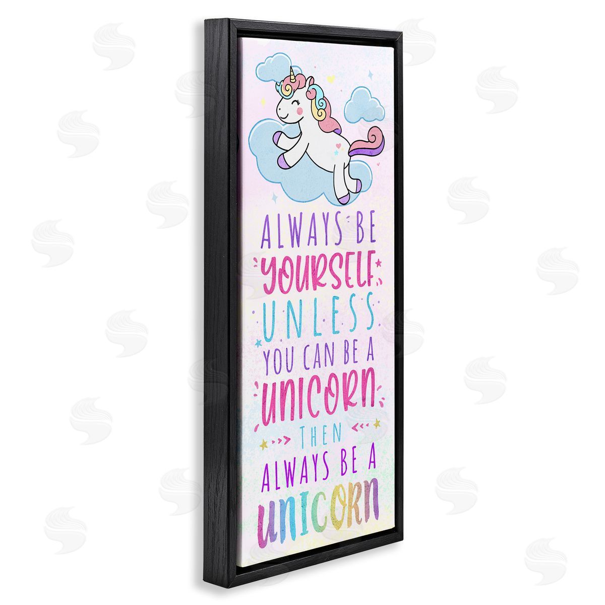 Be Yourself or a Unicorn Black Floating Frame Canvas Wall Art, Home Decor by Ziwei Li