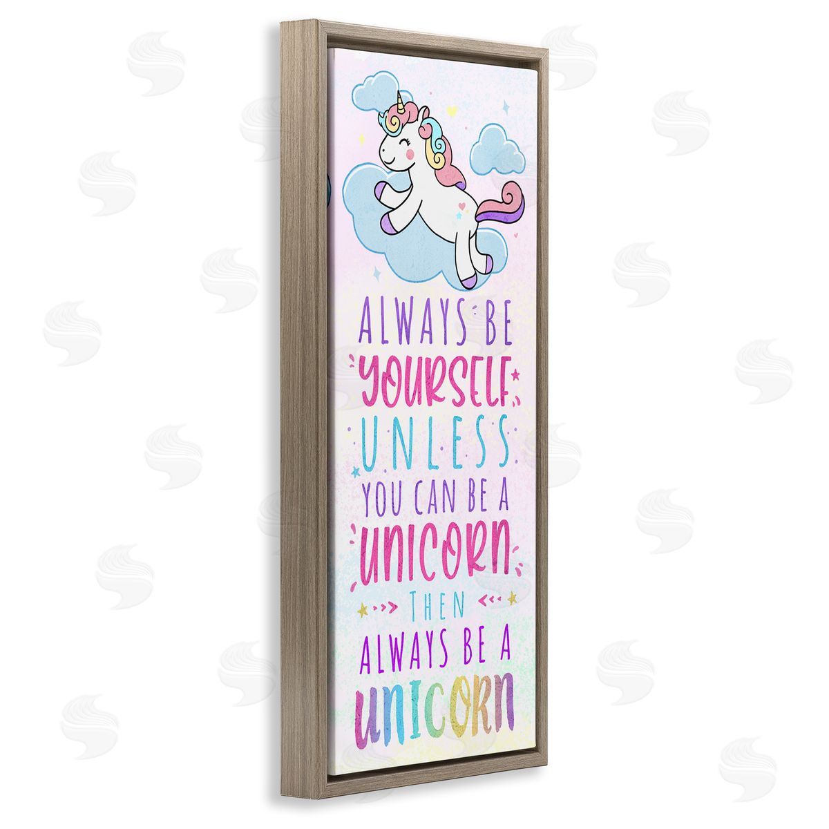 Be Yourself or a Unicorn Brown Floating Frame Canvas Wall Art, Home Decor by Ziwei Li