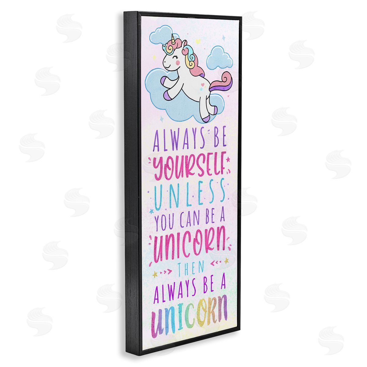 Be Yourself or a Unicorn Black Frame Print Wall Art, Home Decor by Ziwei Li