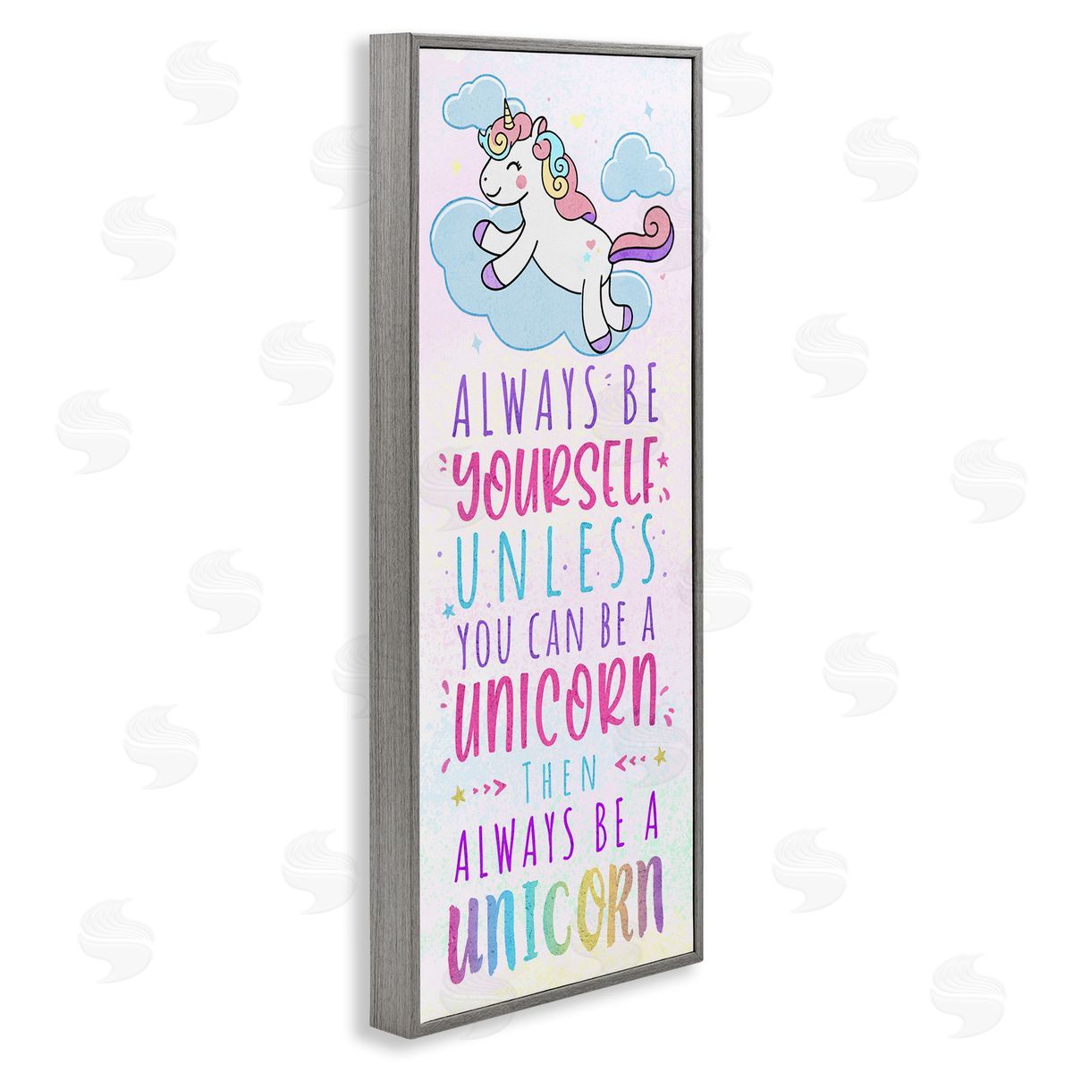 Be Yourself or a Unicorn Grey Frame Print Wall Art, Home Decor by Ziwei Li