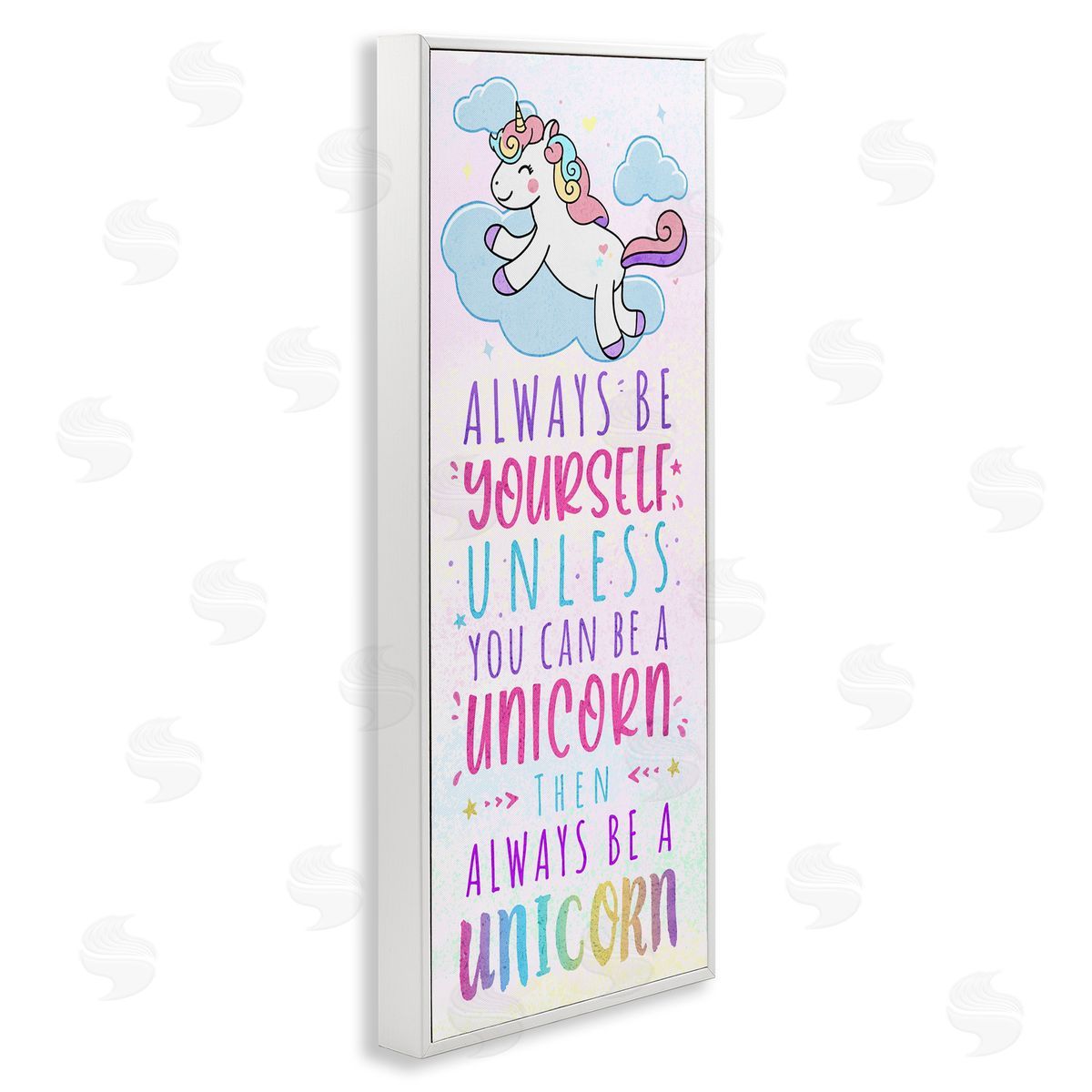 Be Yourself or a Unicorn White Frame Print Wall Art, Home Decor by Ziwei Li
