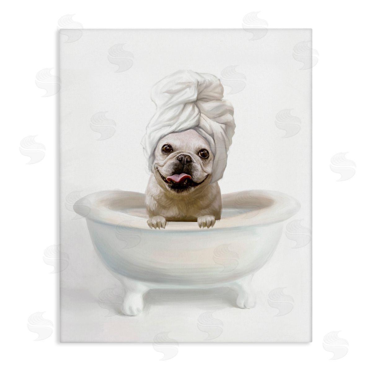 Dog with Towel Wrap in Bath Canvas Wall Art, Home Decor by Ziwei Li