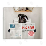 Ziwei Li | Bathroom Pug with Newspaper