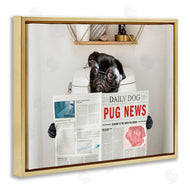 Ziwei Li | Bathroom Pug with Newspaper