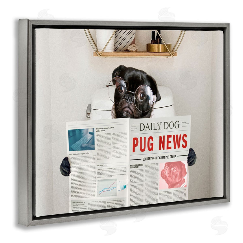 Ziwei Li | Bathroom Pug with Newspaper