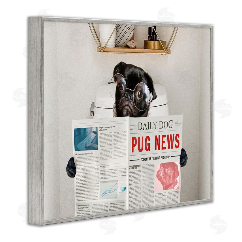 Ziwei Li | Bathroom Pug with Newspaper