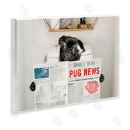 Ziwei Li | Bathroom Pug with Newspaper