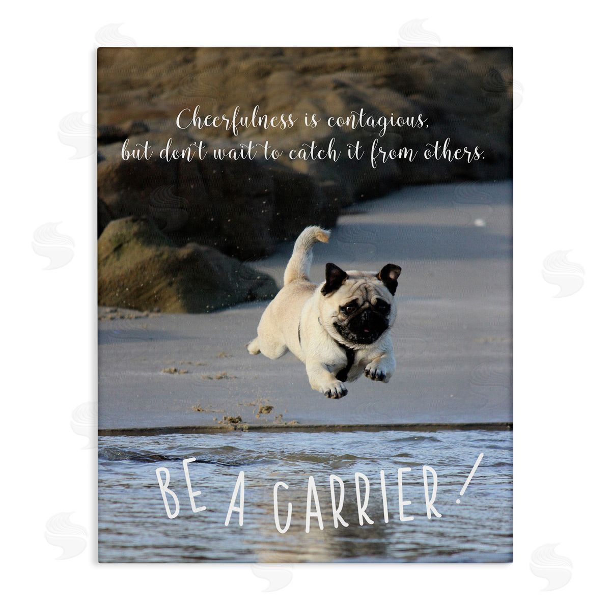 Cheerfullness is Contagious Dog Canvas Wall Art, Home Decor by Ziwei Li