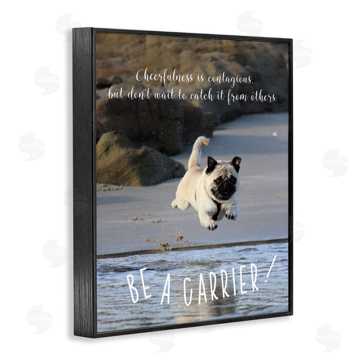 Cheerfullness is Contagious Dog Black Frame Print Wall Art, Home Decor by Ziwei Li