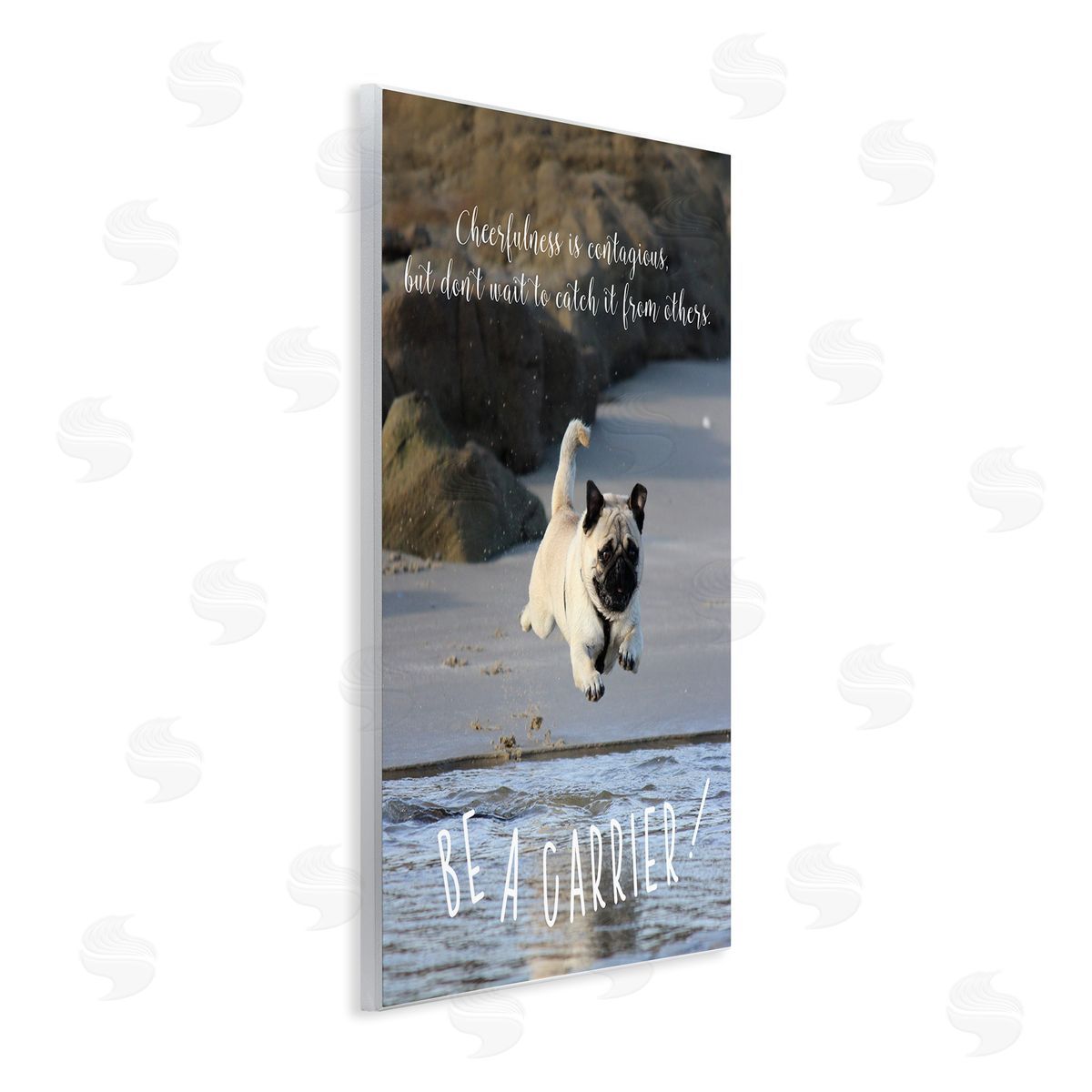 Cheerfullness is Contagious Dog Wood Plaque Wall Art, Home Decor by Ziwei Li
