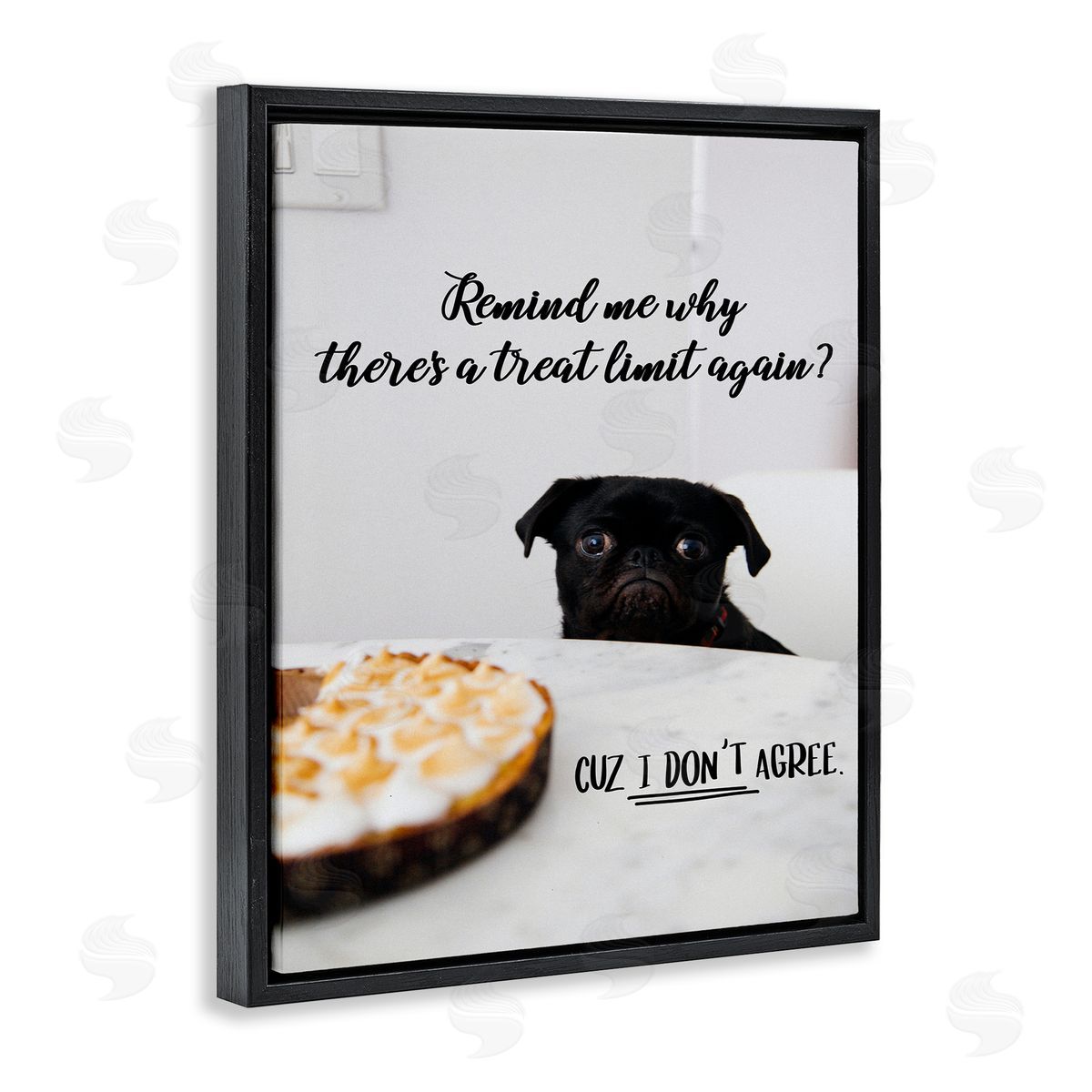 Treat Limit Funny Dog Black Floating Frame Canvas Wall Art, Home Decor by Ziwei Li