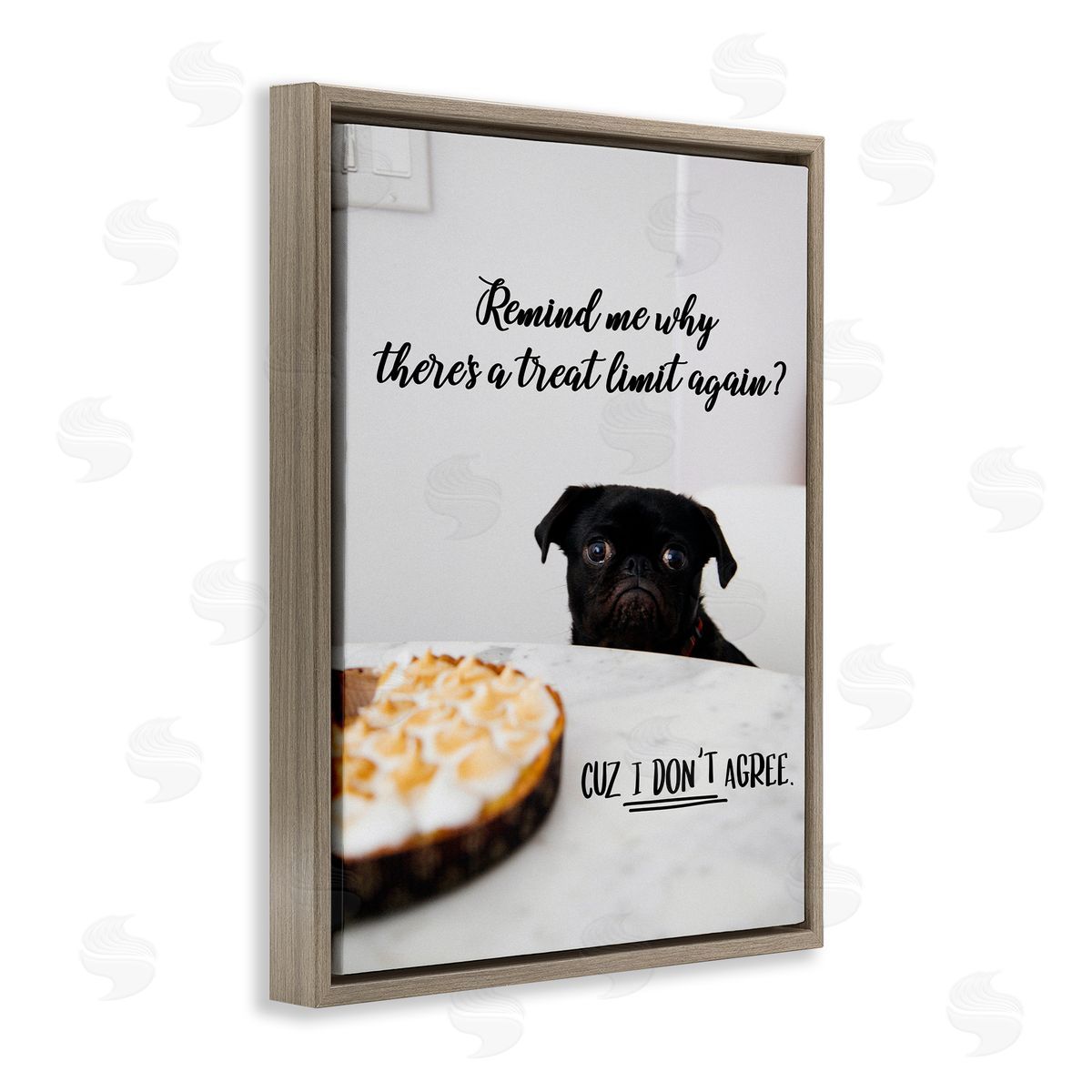 Treat Limit Funny Dog Brown Floating Frame Canvas Wall Art, Home Decor by Ziwei Li