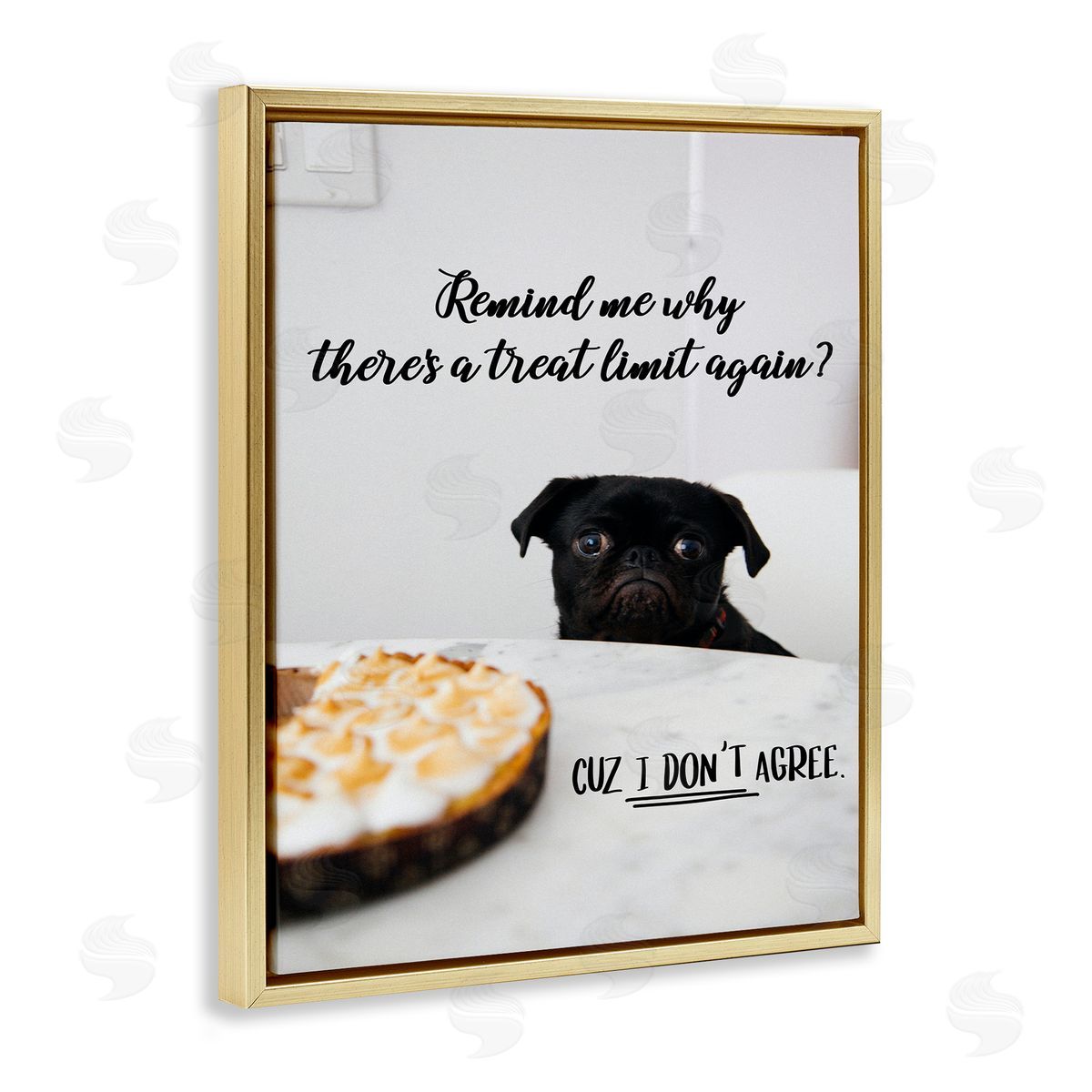Treat Limit Funny Dog Gold Floating Frame Canvas Wall Art, Home Decor by Ziwei Li