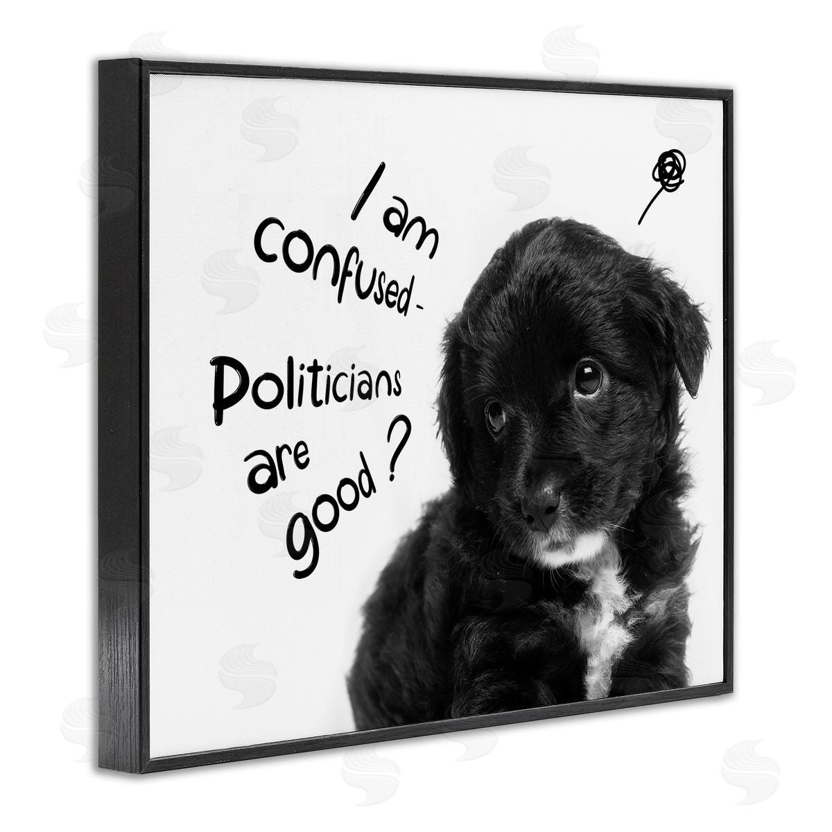 Politicians Are Good Puppy Black Frame Print Wall Art, Home Decor by Ziwei Li