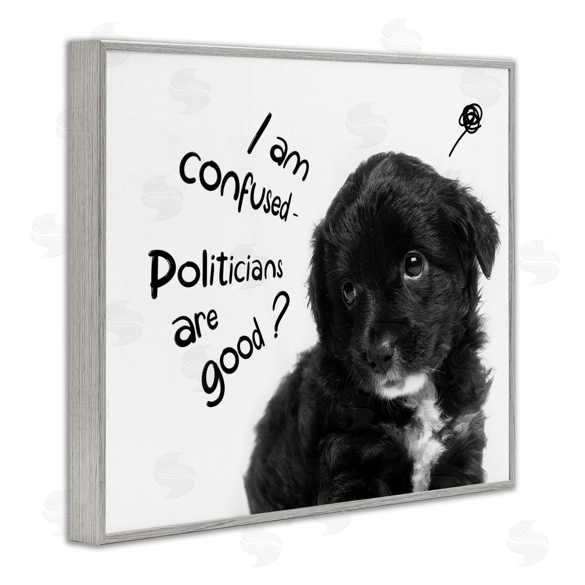 Politicians Are Good Puppy Grey Frame Print Wall Art, Home Decor by Ziwei Li