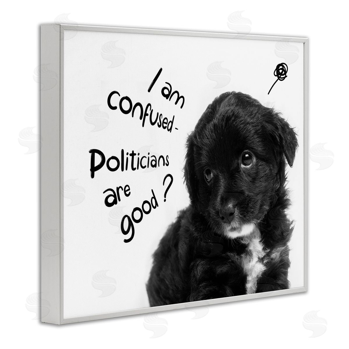 Politicians Are Good Puppy White Frame Print Wall Art, Home Decor by Ziwei Li