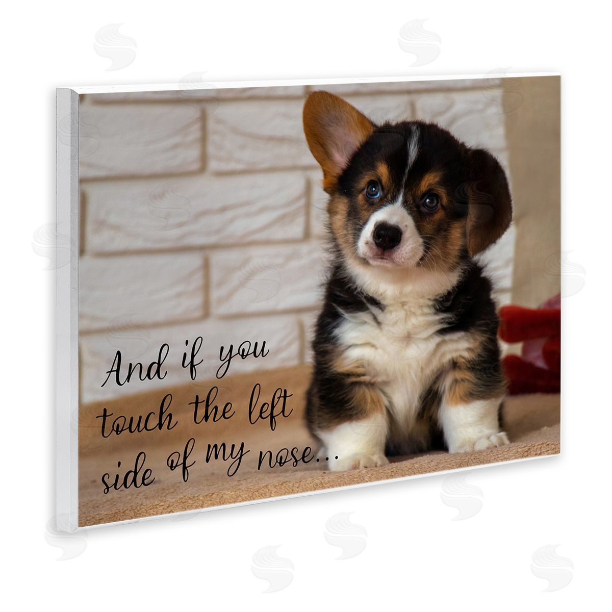 Touch Left Side Funny Dog Wood Plaque Wall Art, Home Decor by Ziwei Li