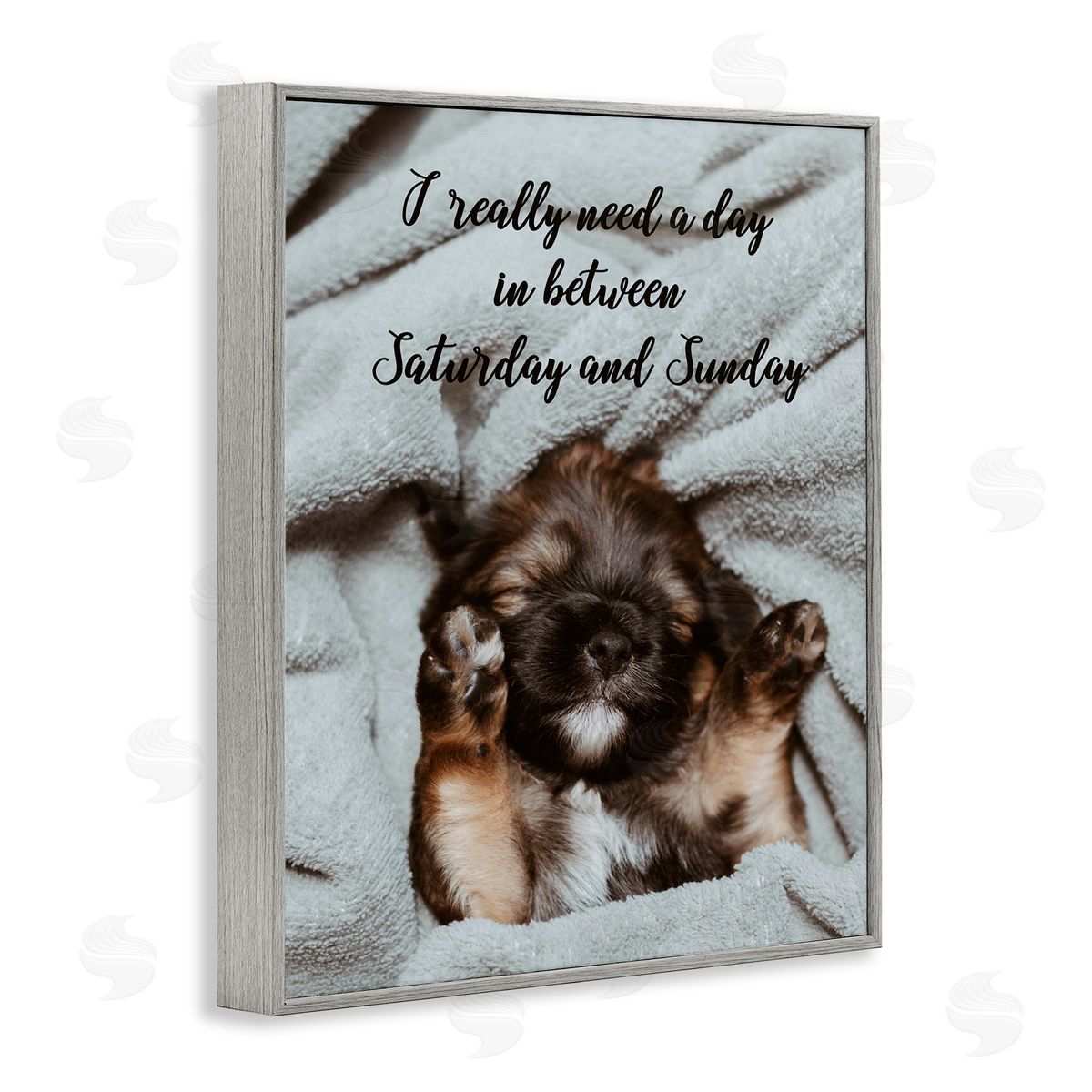 Three Day Weekend Funny Dog Grey Frame Print Wall Art, Home Decor by Ziwei Li