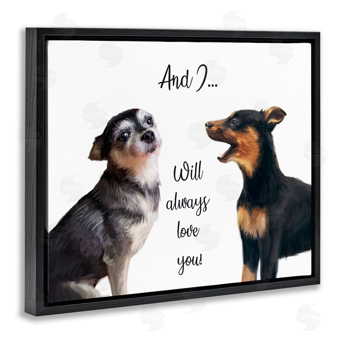 Will Love You Dogs Black Floating Frame Canvas Wall Art, Home Decor by Ziwei Li