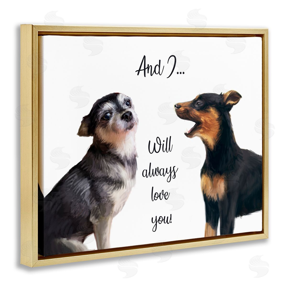 Will Love You Dogs Gold Floating Frame Canvas Wall Art, Home Decor by Ziwei Li